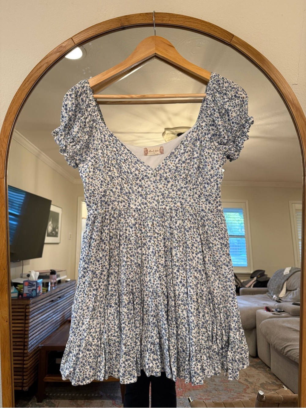 Altar'd State Babydoll Floral Ruffled Sleeve Mini Dress